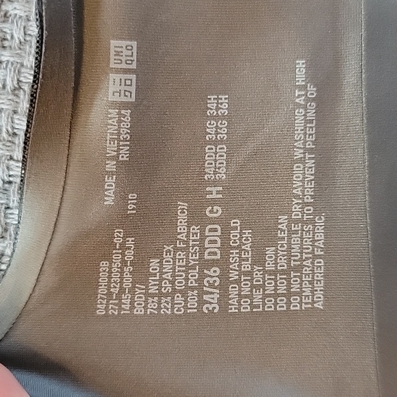 Uniqlo beautiful black eyelet lace wireless bra, 34/36DDD - Picture 7 of 7